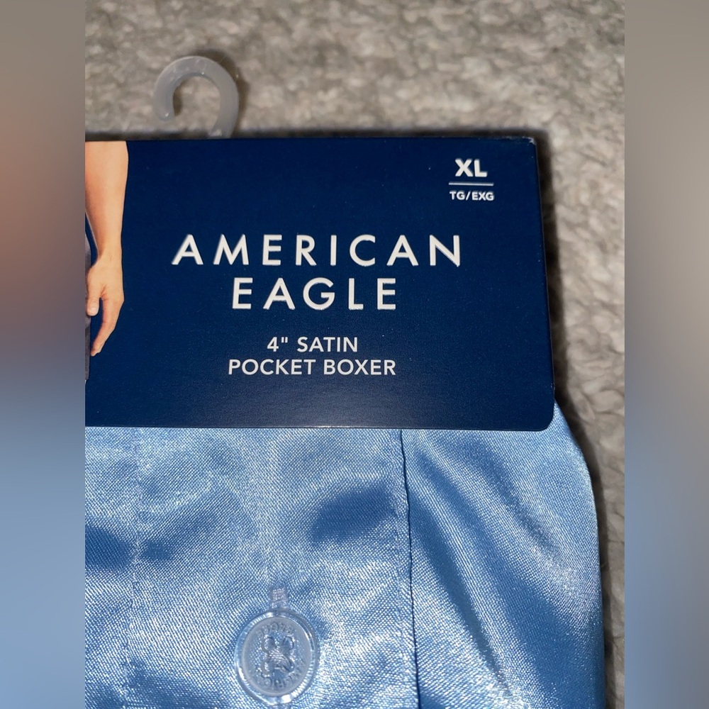 Mens AE Light Blue Satin Boxers- XL - Picture 3 of 4